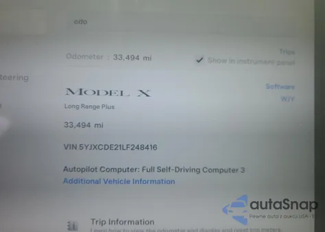 2020 Tesla Model X из США, поврежденный, VIN 5YJXCDE21LF248416